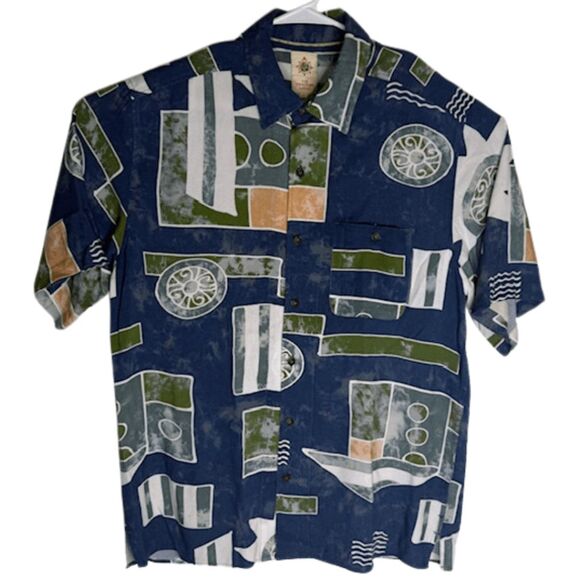The Territory Ahead Men's Tribal Short Sleeve Button Up Shirt Multicolor Large - Picture 1 of 8